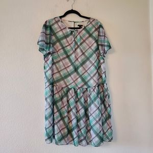 Ann Taylor Dress Plaid Drop Waist Size 14